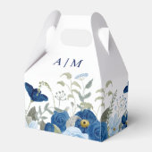 blauw aquarel bloemenbruiloft bedankdoosjes (Voorkant Zijde)