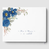  blauw aquarel bloemenbruiloft gastenboek (Achterkant)