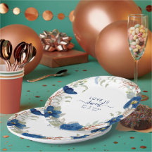 blauw aquarel bloemenbruiloft