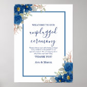  blauw aquarel bloemenbruiloft poster (Voorkant)