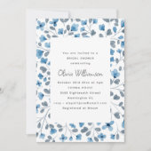 Blauw Aquarel Bloemend Modern Bruidsfeest Kaart (Voorkant)
