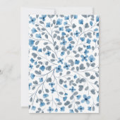 Blauw Aquarel Bloemend Modern Bruidsfeest Kaart (Achterkant)
