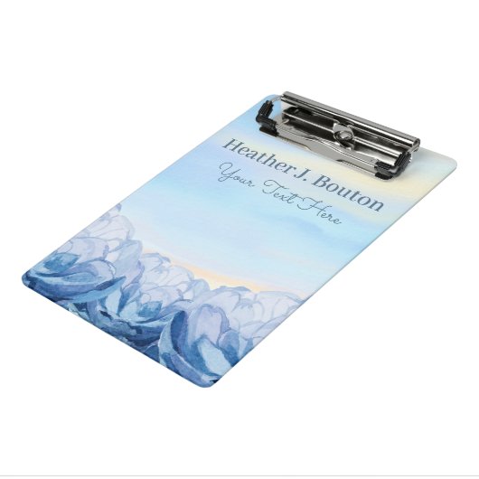 Blauw Aquarel Bloemendesign Mini Klembord (Angled3)