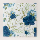 Blauw Aquarel Bloemendessin Legpuzzel (Horizontaal)