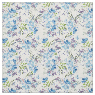 Blauw Aquarel Bloemendessinpatroon Stof
