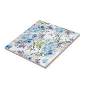 Blauw Aquarel Bloemendessinpatroon Tegeltje (Zijkant)