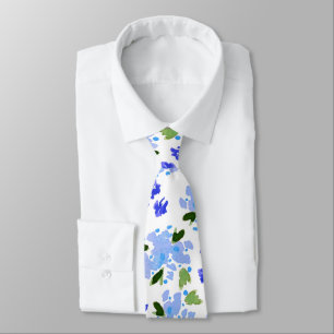 Blauw Aquarel Bloementuin Heren Das