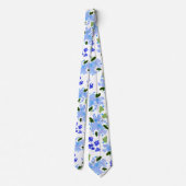 Blauw Aquarel Bloementuin Heren Das (Achterkant)