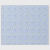 Blauw Aquarel Bloementuin Inpakpapier (Vlak)