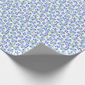 Blauw Aquarel Bloementuin Inpakpapier (Hoek)
