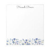 Blauw Aquarel Bloementuin  Notitieblok (Voorkant)