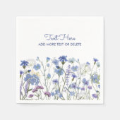 Blauw Aquarel Bloemenweide Servet (Voorkant)