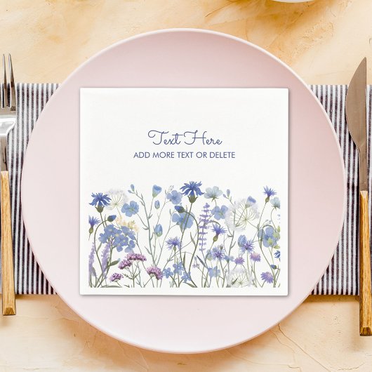 Blauw Aquarel Bloemenweide Servet