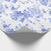 Blauw Aquarel Bloemetuin Cadeaupapier (Hoek)