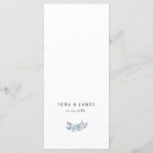 Blauw aquarel bloemig trouwmenu menu (Achterkant)