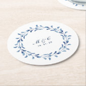 Blauw Aquarel Bloemige Aangepaste Naam Onderzetter (Gebogen)
