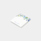 Blauw Aquarel Bloemige hortensia Huwelijksnotities Post-it® Notes (Schuin)