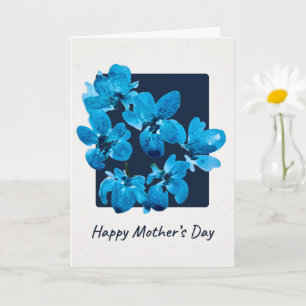 Blauw Aquarel Bloemige Moederdag Kaart