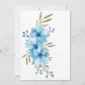 Blauw Aquarel Bloemmotief Kaart (Achterkant)