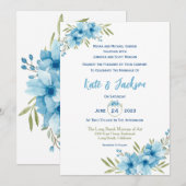 Blauw Aquarel Bloemmotief Kaart (Voorkant / Achterkant)