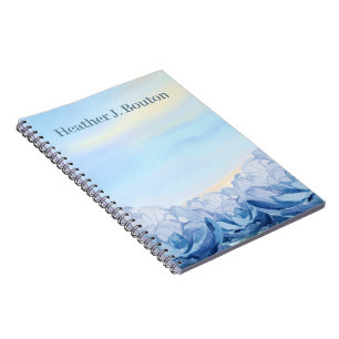 Blauw Aquarel Bloemmotief Notitieboek