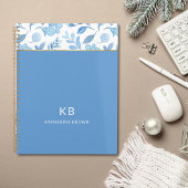 Blauw Aquarel Bloemmotief Stijlvol Planner