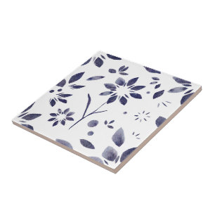 Blauw Aquarel Bloemmotief Tegeltje