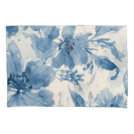 Blauw Aquarel Bloemschilderij Botanische Fantasie Kussensloop