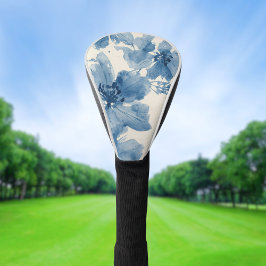 Blauw Aquarel Bloemschilderij Botanische Whimsical Golfheadcover