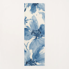 Blauw Aquarel Bloemschilderij Botanische Whimsical Yogamat