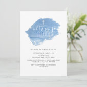 Blauw Aquarel Blush Kruis Doop Doping Kaart (Staand voorkant)