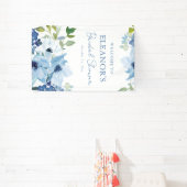 Blauw Aquarel Botanisch Aangepast Ontvangstbord vo Spandoek (Insitu)