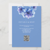 Blauw Aquarel Botanisch Bloemmotief QR Code Bruilo Kaart (Achterkant)