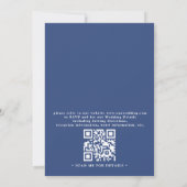Blauw Aquarel Botanisch Bloemmotief QR Code Trouwe Kaart (Achterkant)