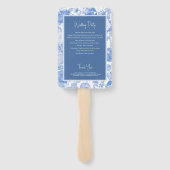 Blauw Aquarel Botanisch Bloemstuk Trouwprogramma  Handwaaier (Achterkant)