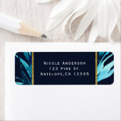 Blauw Aquarel Botanisch Glam Elegant Trouwen Etiket (Insitu)