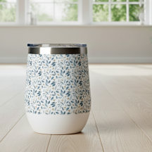 Blauw Aquarel Botanisch Patroon