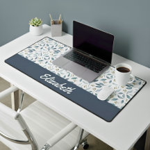 Blauw Aquarel Botanisch Patroon Aangepaste Naam