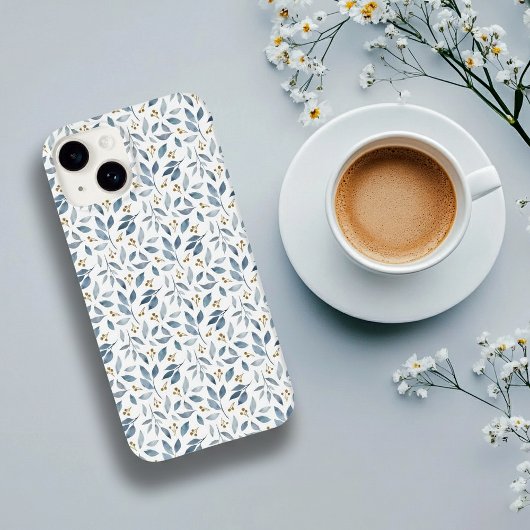 Blauw Aquarel Botanisch Patroon Case-Mate iPhone Case