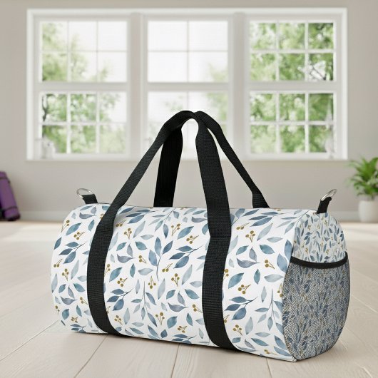 Blauw Aquarel Botanisch Patroon Plunjezak