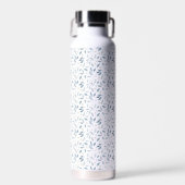Blauw Aquarel Botanisch Patroon  Waterfles (Voorkant)