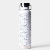 Blauw Aquarel Botanisch Patroon  Waterfles (Achterkant)