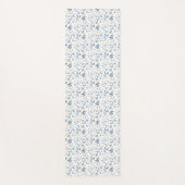 Blauw Aquarel Botanisch Patroon Yogamat (Voorkant)