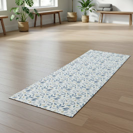 Blauw Aquarel Botanisch Patroon Yogamat