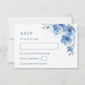Blauw Aquarel Bruiloft RSVP Kaartje (Voorkant)
