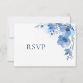 Blauw Aquarel Bruiloft RSVP Kaartje (Achterkant)