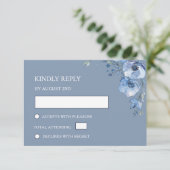 Blauw Aquarel Bruiloft RSVP Kaartje (Staand voorkant)
