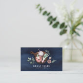 Blauw Aquarel Catering Visitekaartje (Staand voorkant)