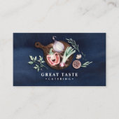 Blauw Aquarel Catering Visitekaartje (Voorkant)