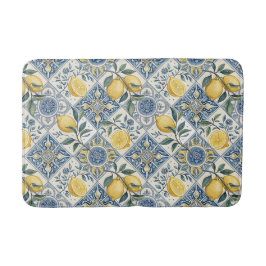 Blauw Aquarel Citroen Badmat